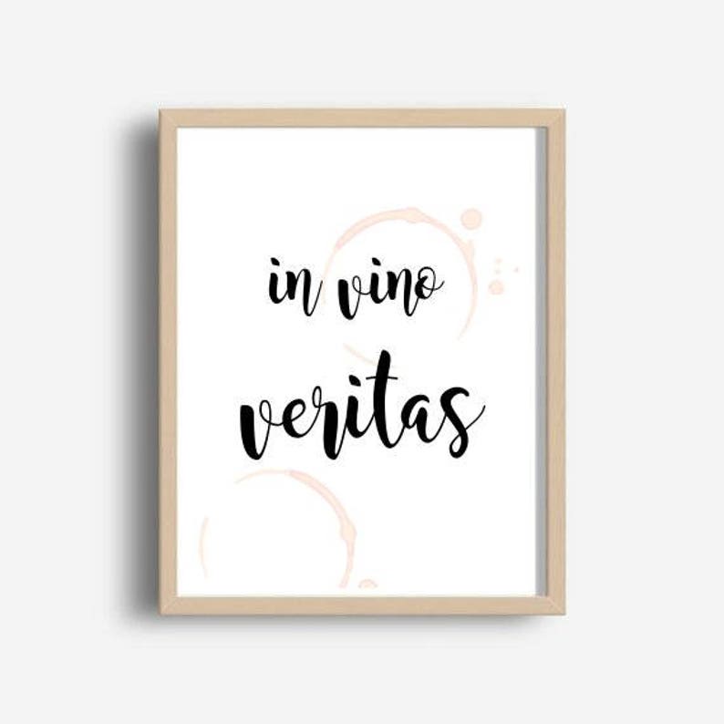 In Vino Veritas Wine Lover Gift Bar Decor Kitchen Wall Art Printable Typography Print Digital Home