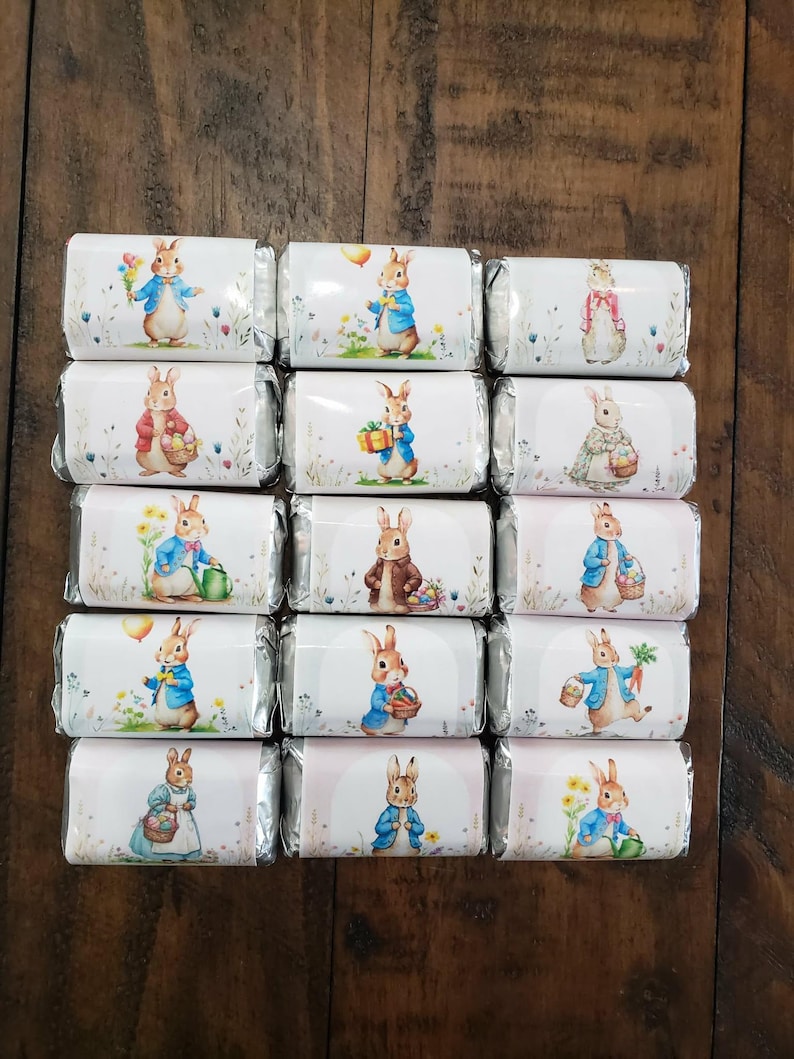 Peter Rabbit Name Labels Peter Rabbit Baby Shower Favor Wraps | Beatrix Potter Chocolate Labels ...