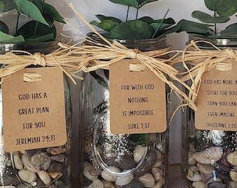 Graduation Centerpiece  10 Scripture Tags to wrap around Mason Jars. Inspirational Quotes | Graduation Decor | Class of 2026
