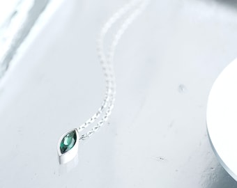 Emerald Marquis Necklace 925 Sterling Silver Emerald Necklace Minimalist Necklace Dainty Jewelry May birthstone