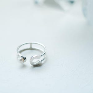 Pearl Safety Pin Ring 925 Sterling Silver Dainty Jewelry June Birthstone