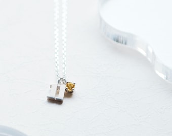 Number 11 Necklace Citrine Necklace 925 Sterling Silver Dainty Necklace Lucky Number November Birthstone