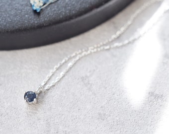 Sapphire Solitaire Necklace 925 Sterling Silver September Birthstone Genuine Blue Sapphire Minimalist Necklace Dainty Jewelry