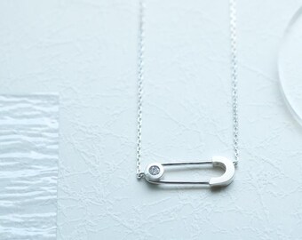 Safety Pin Necklace 925 Sterling Silver Layering Necklace Dainty Necklace Minimalist Jewelry