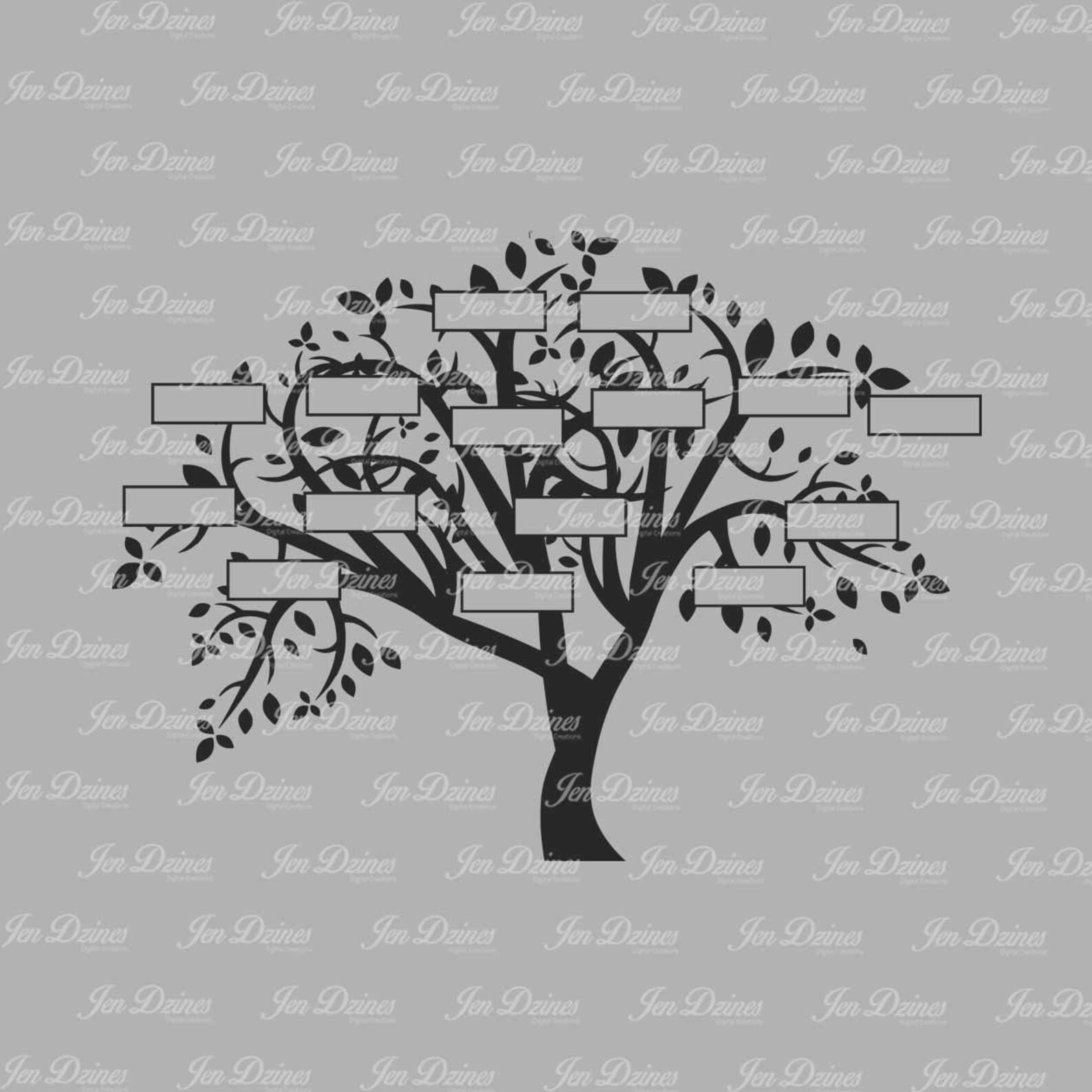 Family Tree 15 Names SVG DXF EPS Cutting File Etsy