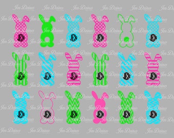 Bunny Circle Monogram SVG DXF EPS cutting file