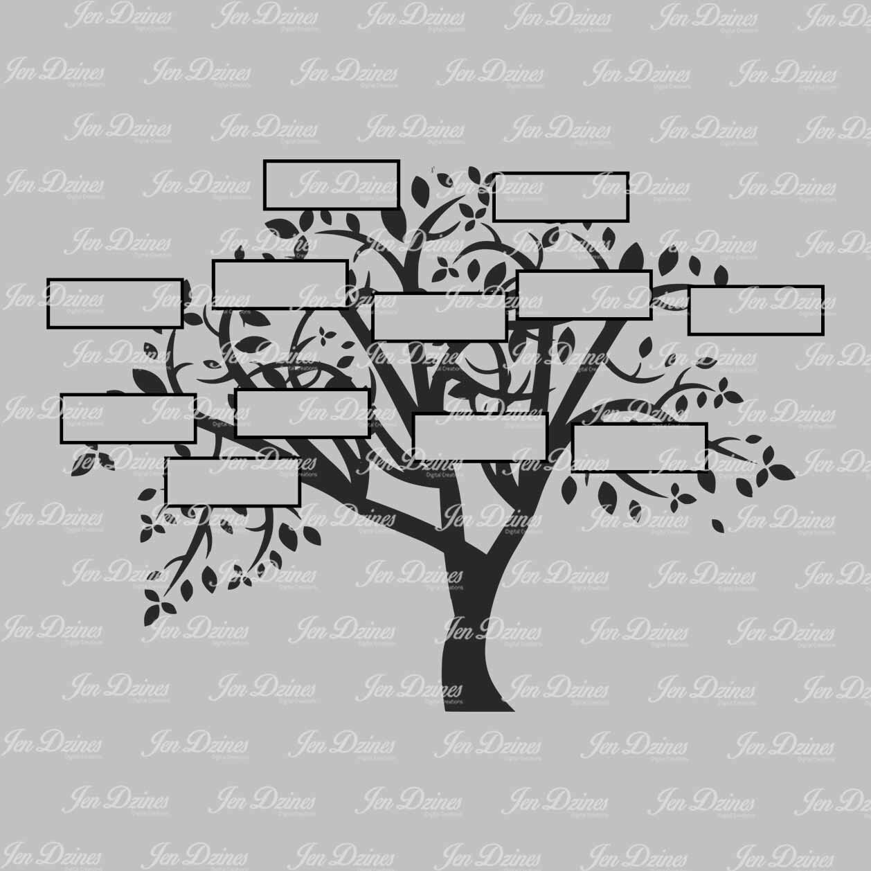 Download Family Tree 12 Names Svg Dxf Eps Cutting File Etsy