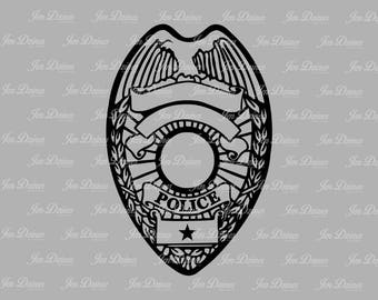 Police badge, SVG DXF EPS , badge svg, police svg. Police Badge Design, law enforcement, svg file for Cricut, Silhouette svg, cutting file,