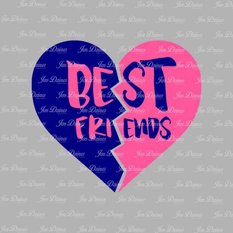 Download Best Friend Split Heart SVG DXF EPS cutting file | Etsy