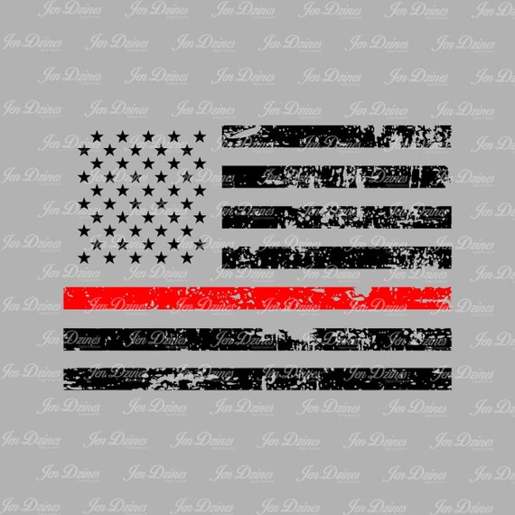Red Line Distressed Flag SVG DXF EPS cutting file | Etsy
