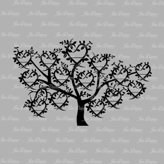 Download Family Tree 14 Names Svg Dxf Eps Cutting File Etsy