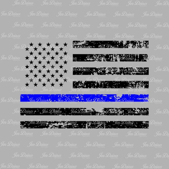 Blue Line Distressed Flag, SVG DXF EPS , Police Flag ...