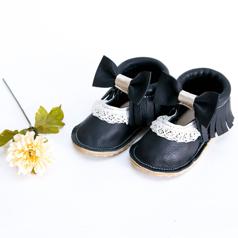 Leather Bow Mary Janes for Baby Toddler Kids Moccasins Etsy