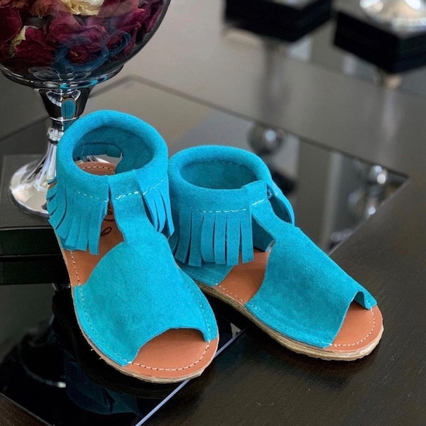 Leather Fringe Sandal for Girls - 23 Colors available -