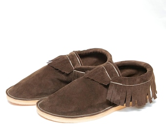 Handmade Leather Moccasins for Men – Classic Fringe or Fringeless