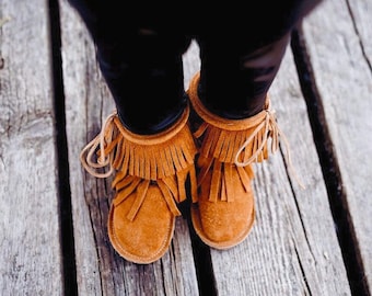 Handmade Leather Fringe Boots – Baby & Toddler Moccasins