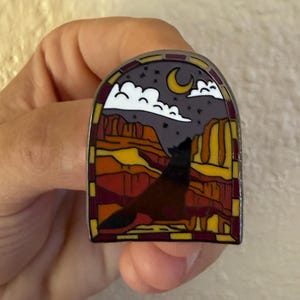 Howling Wolf Stained Glass Style Art Hard Enamel Pin