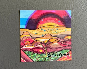 Flat Sedona Magnet -- Original Illustration-- Fridge Magnet