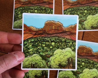 Bell Rock in Sedona-- 3 inch Gloss Vinyl Sticker of Original Illustration--Waterproof Sticker
