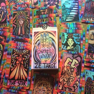 RAINBOW Ze Tarot A Block Print Tarot Deck Tarot Cards Tarot Cards Deck Oracle Deck Handmade Tarot Deck image 1