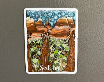 Flat Sedona Magnet -- Original Illustration-- Fridge Magnet