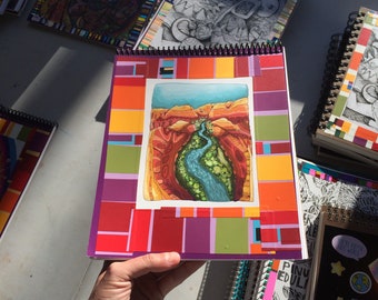 Sturdy Cardboard Back 6x9 Drawing Pad with Original Illustration 25 thick blank Pages Top spiral