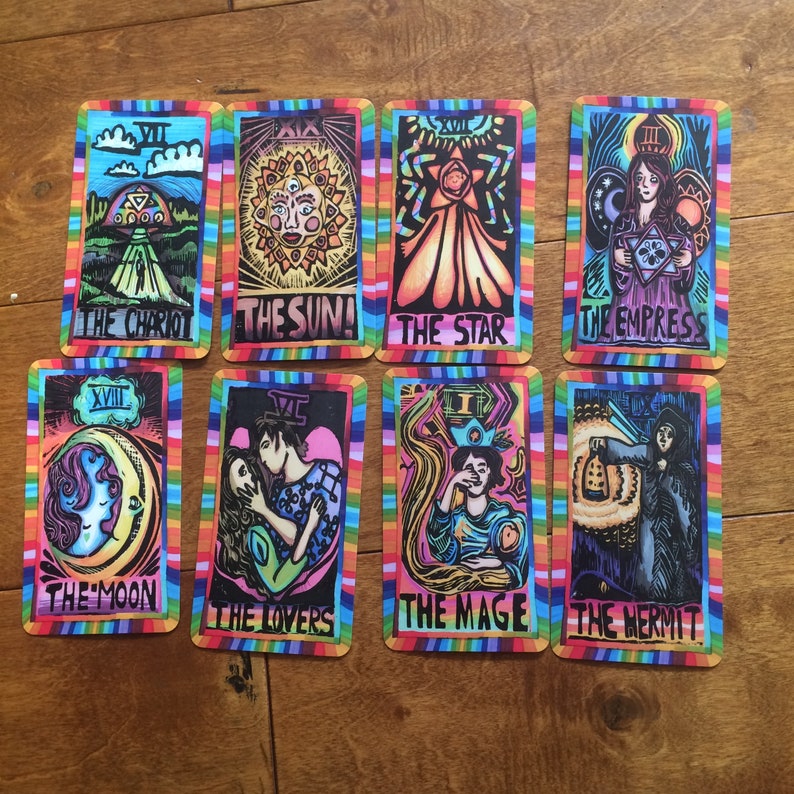 RAINBOW Ze Tarot A Block Print Tarot Deck Tarot Cards Etsy
