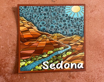 Flat Sedona Magnet -- Original Illustration-- Fridge Magnet