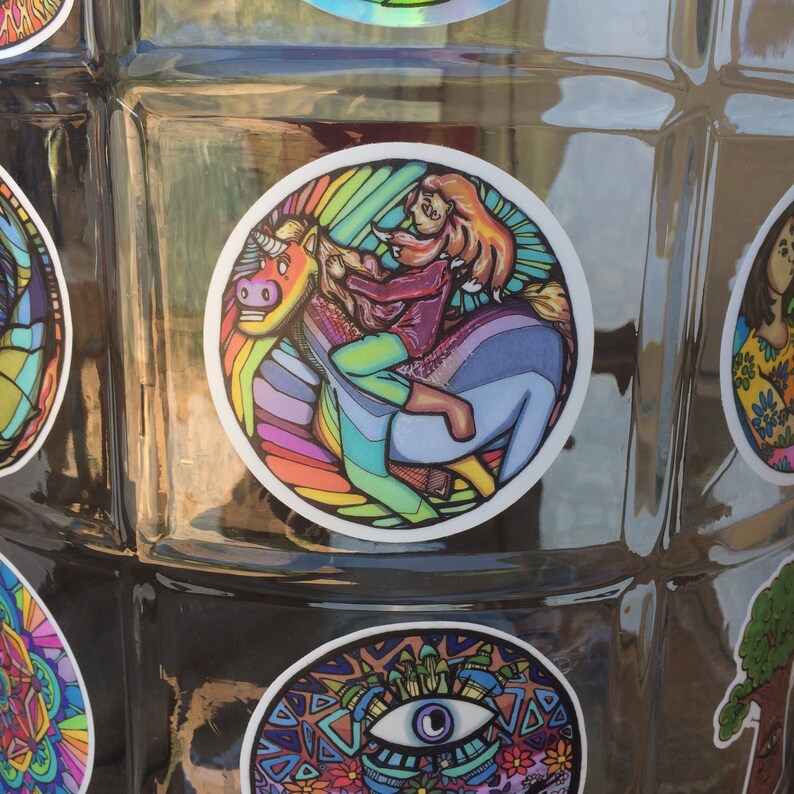 UNICORN RIDER- Matte Vinyl Illustration Sticker--Waterproof Sticker