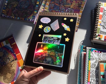 Sturdy Cardboard Back 6x9 Drawing Pad with Original Illustration 25 thick blank Pages Top spiral