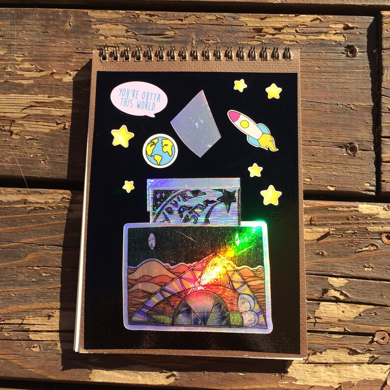 Sturdy Cardboard Back 6x9 Drawing Pad with Original Illustration 25 thick blank Pages Top spiral