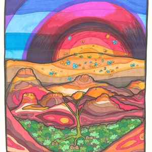 Sedona Sunset Art Print: Red Rock Landscape Illustration