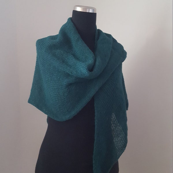 Alpaca silk triangular scarf... many other shades of blue/green