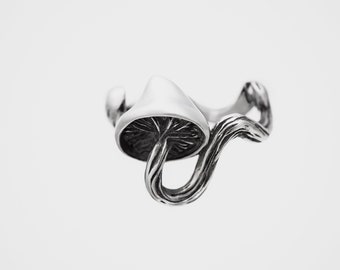 Magic Mushroom ring in sterling silver by h i p p i e k o a l a art jewelry