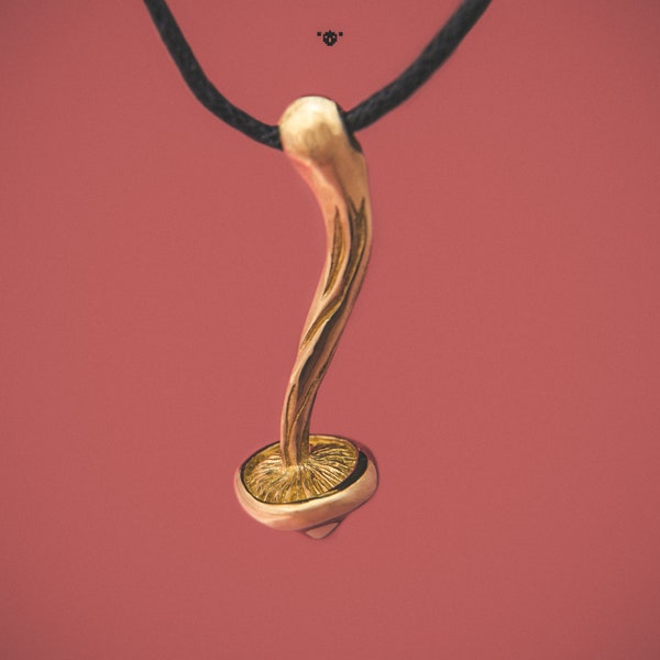 Golden Teacher Magic Mushroom - bronze pendant by h i p p i e k o a l a