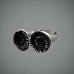 Silver ring with spiral imprint - "Fibonacci spiral". shell ring, multi size ring, boho ring, boho jewelry