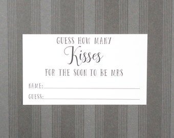 Guess How Many Kisses for the Soon To Be Mrs - Chocolate Kiss Guessing Game - Bridal Shower Party - Candy Kisses in the Jar - Printed Card