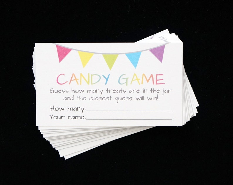 Candy Guessing Game Cards Guess How Many Game Printed Card Etsy
