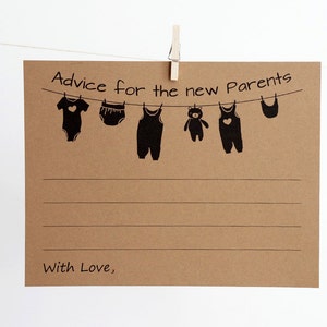 Advice for the new Parents Cards - Coed Baby Shower Game - Advice Card - Parents to Be Wishes - Rustic Country - Kraft Brown or Cream Notes