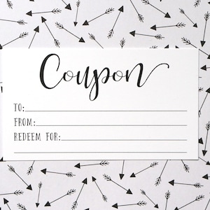 Coupon Cards - Blank Coupons - Coupon Book for Kids - Mother&#39;s Day - Business Vouchers - Redeem For Coupon - Quality Time Gifts - 3.5 x 2 in