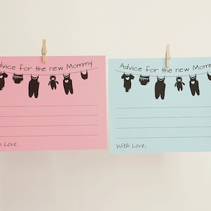 Baby Shower Advice Cards - Mommy Advice Card - Advice for the New Mommy to Be - Clothesline - Shower Game - Boy & Girl - Gender Reveal Party