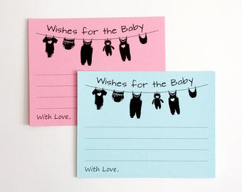 Wishes for Baby Cards - Sip and See - Girl or Boy Baby Shower - Well Wishes for the Baby - Reveal Party - Baby Wish Card - Pink or Blue