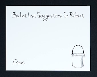 Bucket List Cards - Retirement Party - Personalized Name - Surprise Retirement Wishes - Bucket Suggestions & Ideas Card - Graduation Advice