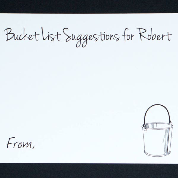 Bucket List Cards - Retirement Party - Personalized Name - Surprise Retirement Wishes - Bucket Suggestions & Ideas Card - Graduation Advice