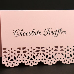 Blush Pink Food Signs - Food Place Cards - Food Labels - Tent Cards - Custom Printed Bridal Shower - Wedding Dessert Table - Tea Party Decor