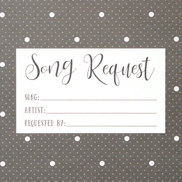 Song Request Cards - Play Song at Wedding Reception - DJ Music - Prom Tunes - Band Event Planning - Dance Party Card - Favorite Artist Tune