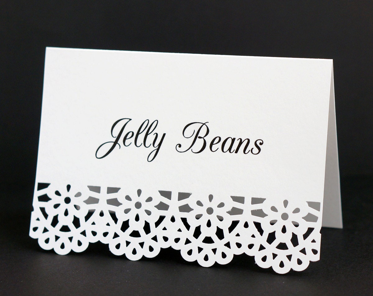 Food Labels - Food Place Cards - White Catering Food Signs - Wedding Candy Buffet Tent Cards - Custom Printed Bridal Shower - Dessert Table