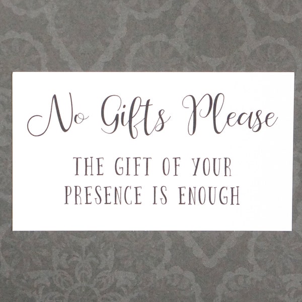 No Gifts Please - Adult Birthday - Invitation Insert - Enclosure Cards - No Gifts Insert - Printed Card - Gift Free Wedding - No Presents