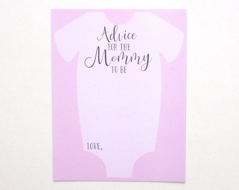 Baby Shower Game Advice for the Mommy to Be Baby Shower Advice Cards Baby Girl Advice for the New Mommy Pink Mommy Advice Card