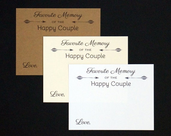 Favorite Memory of the Happy Couple Cards - Engagement Party - Paper Anniversary - First Celebration - Arrow - White, Cream or Kraft Notes